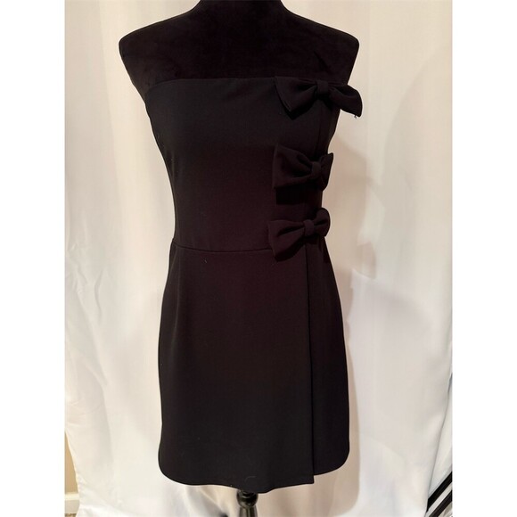AQUA Dresses & Skirts - AQUA Dress Womens XL Black Strapless Bow Detail Sheath Cocktail Short